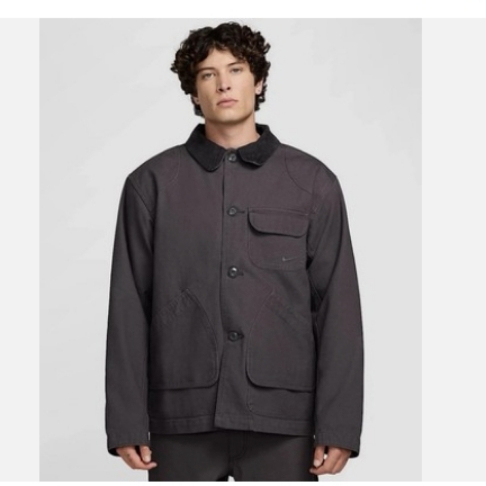New Nike Life Flannel-Lined Barn Coat Anthracite FZ0132 060 Men's L 